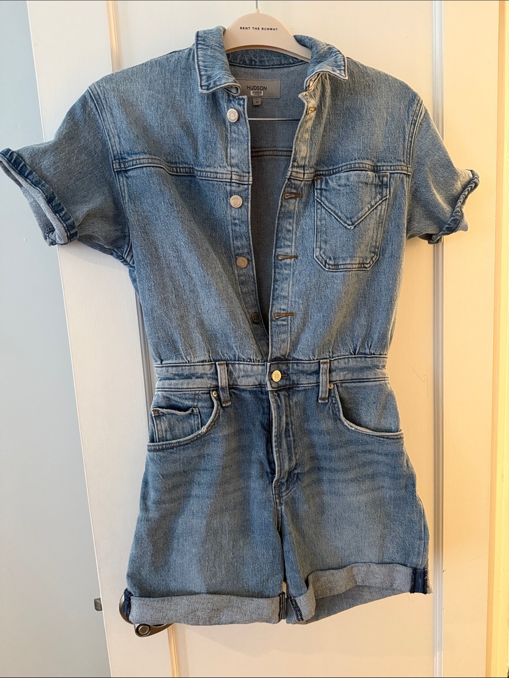 Hudson Jeans Light Blue Denim Womens Short-Sleeve One-Piece
